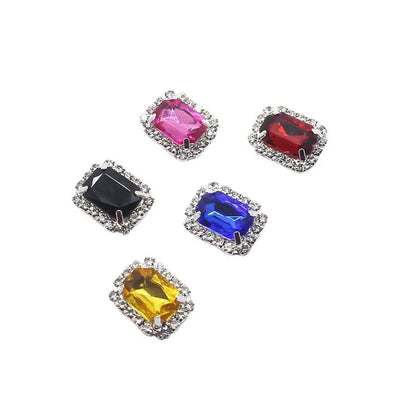 10Pcs, 15*20mm Metal Rectangle Rhinestone Sewing Accessories, DIY Clothing Hair Jewelry Decorative Accessories