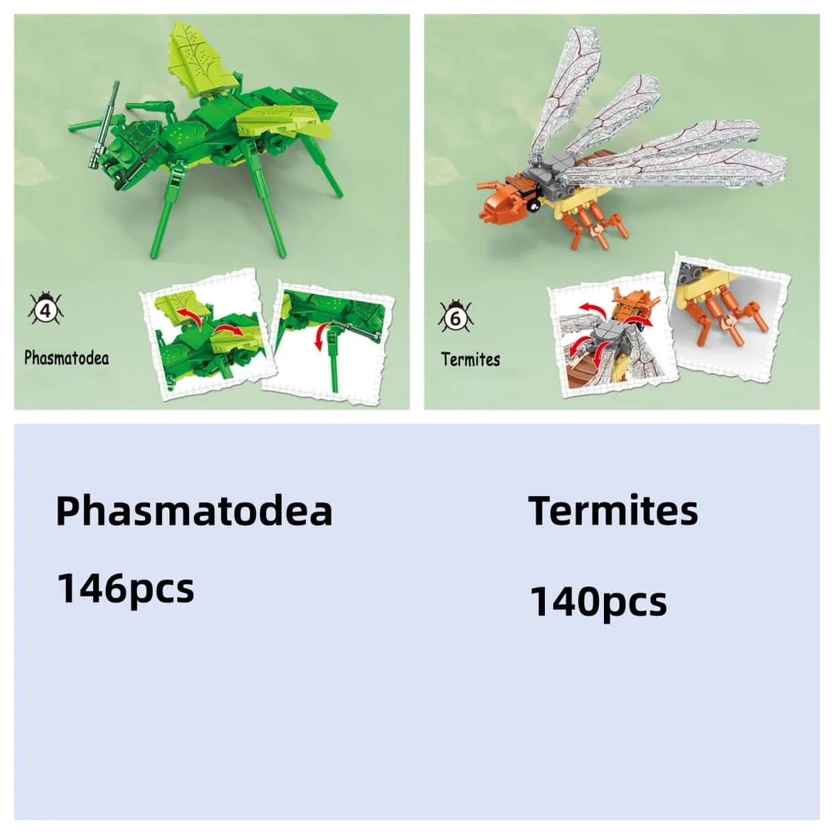 Ladybug Insects Building Blocks Toys Set - Long-Lasting Play for Kids, Great Collectible Models Dragonfly Mantis Housefly & More