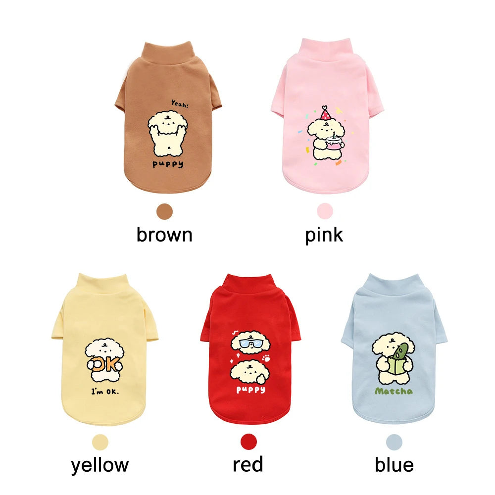 Dog Autumn/Winter Plush Hoodie Cute Cartoon Dog Warm Base Coat Pet Double-Sided German Plush Thick High-Neck Coat