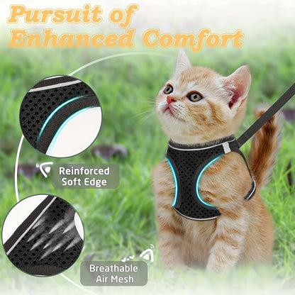 Dog Harness and Leash Set for Walking, Escape-Proof Vest Harness with Soft Mesh, Adjustable Straps, Reflective Strips, Suitable for Kittens and Puppies