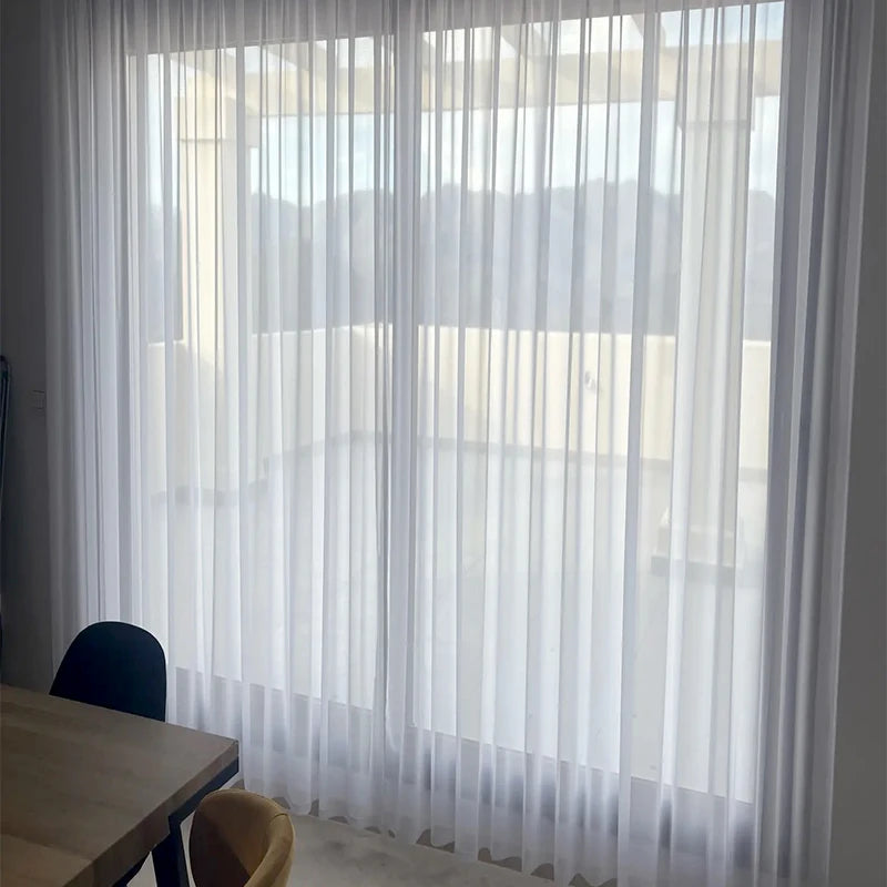 Solid White Tulle, Luxurious Chiffon Sheer Window Curtains For Living Room, Modern Voile Organza Drapes Bedroom Decoration, ASAZAL