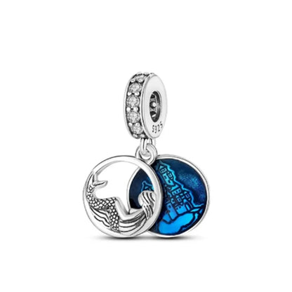925 Plata Tortuga marina cangrejo Pulpo Dijes Delfín estrella de mar Colgante Ajuste Pulsera Original Mujer DIY Accesorios Joyería Regalo