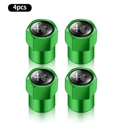 4Pcs Metal Car Wheel Tire Air Valve Caps Stem Covers For Alfa Romeo Mito Brera 147 Giulietta 159 156 Stelvio Sportiva Giulia