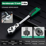 72-Tooth Ratchet Wrench Set, Chrome Vanadium Steel, Automatic Two-Way Mechanism, Stretchable, Ergonomic Grip, with Quick Socket