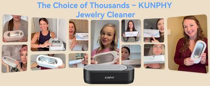 KUNPHY Ultrasonic Jewelry Cleaner 12oz 46KHz Professional Sonic Cleaner with One-Touch Operation for Rings, Glasses