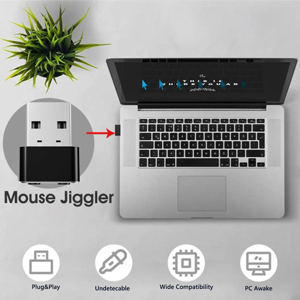 Mini Automatic Mouse Jiggler, Mover Undetectable USB Automatic Move Cursor, Plug and Play with ON/OFF Indicator Light for Computer