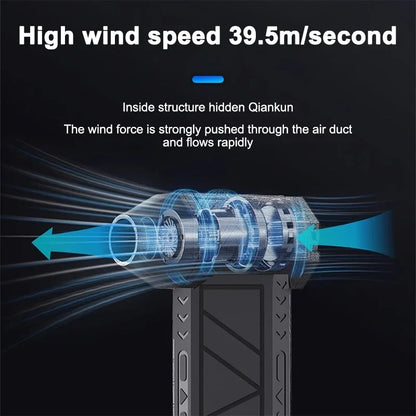 Compressed Air Duster 130000RPM Cordless Mini Turbo Jet Fan Electric 3 Gear Turbo Jet Fan Blower Speed Rechargeable with Light