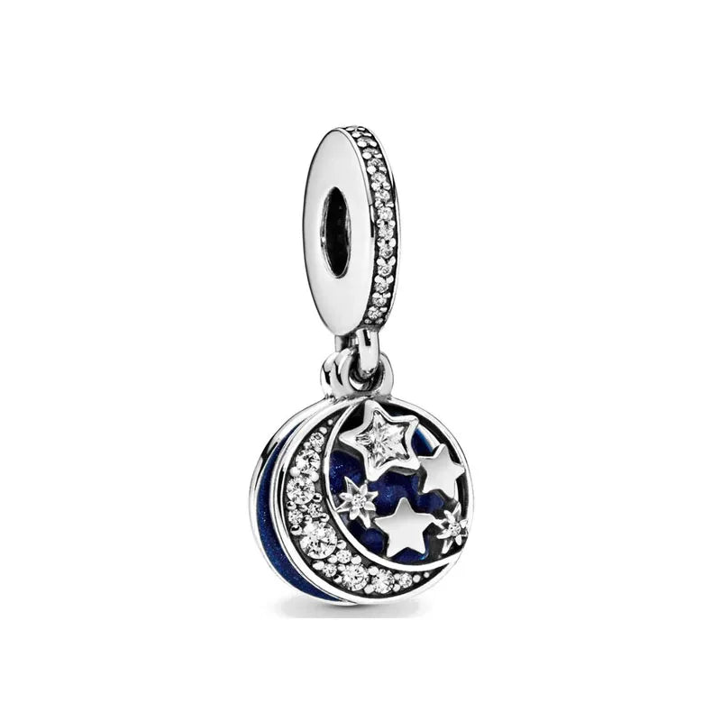 Nuevo colgante de plata 925 compatible con pulsera original, joyas para mujer, serie azul, colgante de pulpo, delfín, búho, camaleón