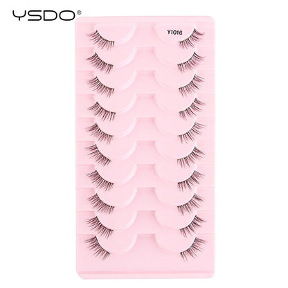 YSDO 5/10 Pairs Half Lashes Cat Eyelashes Soft Natural Clear Band False Lashes Natural Wispy Faux 3d Mink Eyelashes Makeup Tools