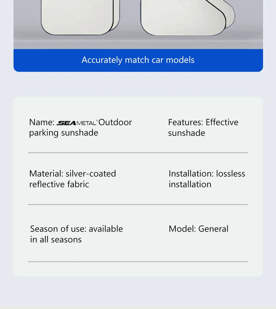 Car Sun Shade UV Protector, Reflective Fabric Car Window Sunshade, Front Rear Back Window Sun Visor, Summer UV Protection, SEAMETAL