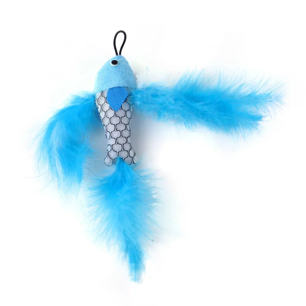 Interactive Cat Toy Hands-Free Cat Stick Playing Kitten Playing Teaser Wand Toy Suction Cup Bird/Feather Cat Wand Pet Supplies