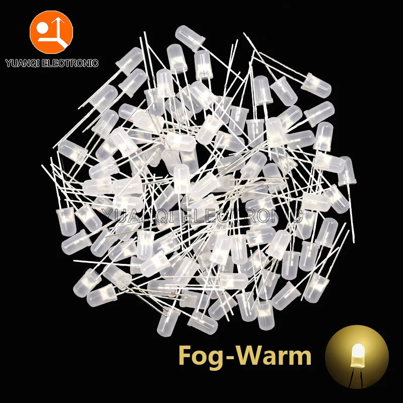 5mm LED Diode, F5 Assorted Kit, White Green Red Blue Yellow Orange Pink Purple Warm White, DIY Light Emitting Diode