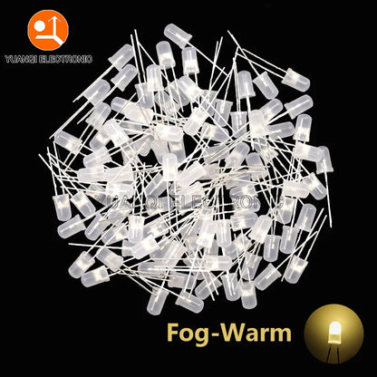 5mm LED Diode, F5 Assorted Kit, White Green Red Blue Yellow Orange Pink Purple Warm White, DIY Light Emitting Diode