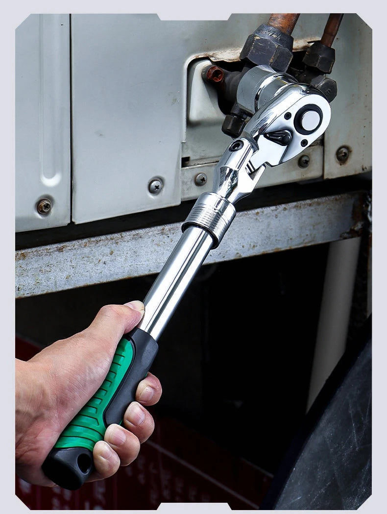 1/4，3/8，1/2 Inch Drive Socket Adjustable Ratchet Wrench Extendable Handle Wrench 72-Tooth Quick-Release Reversible