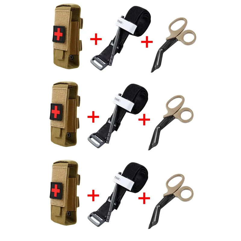 Emergency Tourniquet Tactical Emergency Strap Single Handed Medical First Aid Equipment for Hiking Camping Travel Outdoor Sports