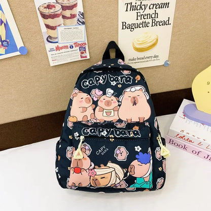 Cute Large Capacity Capybara Backpack, Cartoon Breathable Student Schoolbag, Nylon Ultra-light Book Bag, Back to school Girl