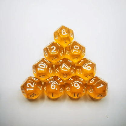 D12 12 Faces DND Dice Transparent Acrylic 12 Side Dice Set Polyhedral TRPG, Mtg, Rpg, Dice for DND or COC Game, 10PCs per Set