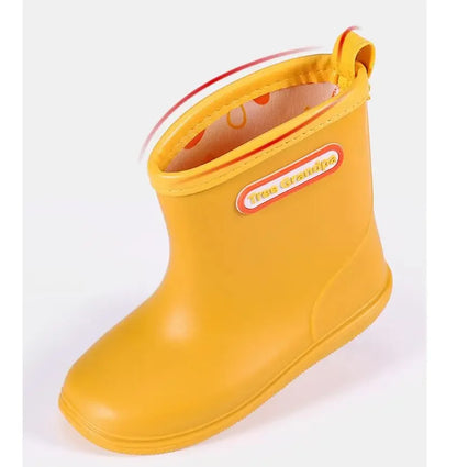 Kids Rain Boots Girls Boys Rainboots Anti-Slip Children Baby Rain Shoes PVC Waterproof Mid-Calf Water Shoes Soft Rubber