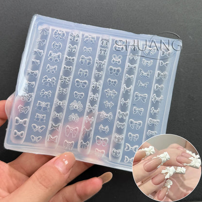 3D Silicone Flower Nail Carving Mold Acrylic Lily Hibiscus Floral Stamping Plate Nails Stencils Five-Petal Blossom Nail Template