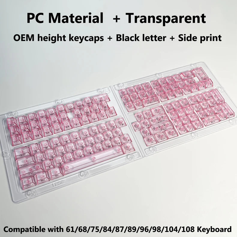 Full Sets Transparent Keycaps for Mechanical Keyboard Front/Side/None Print RGB Backlit Full/Misty Transparent Keycap 130+ Key