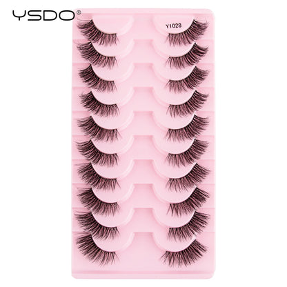 YSDO 5/10 Pairs Half Lashes Cat Eyelashes Soft Natural Clear Band False Lashes Natural Wispy Faux 3d Mink Eyelashes Makeup Tools