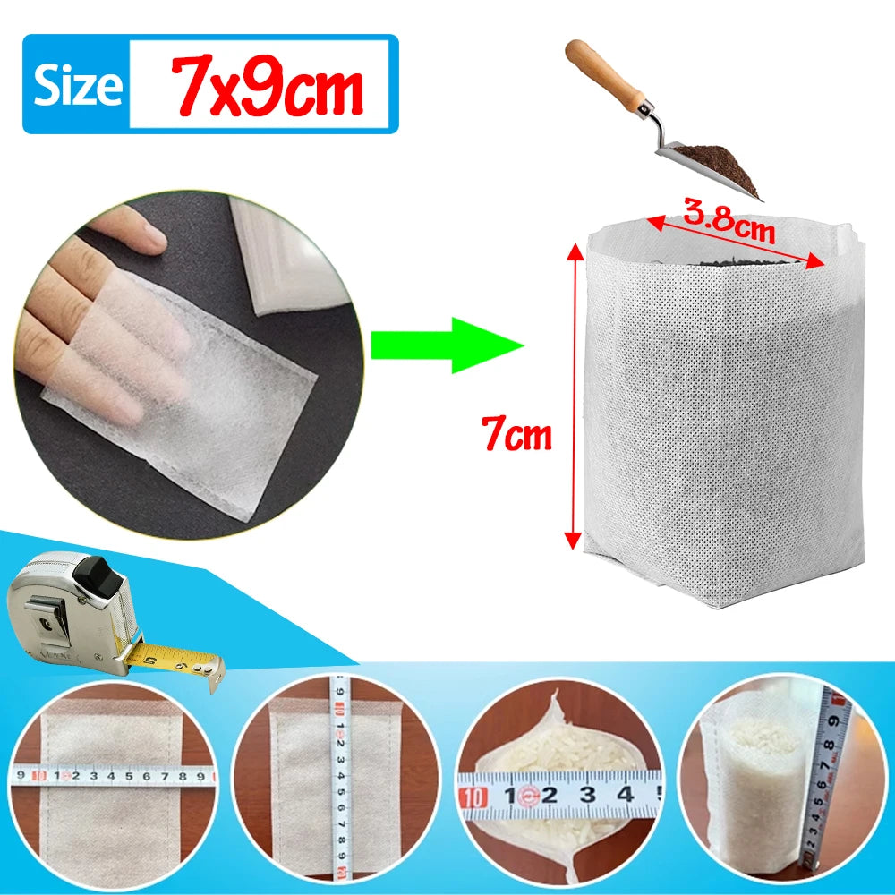 100Pcs Plant Grow Bags Nursery Bags Seeds To Sow Flower Pots Biodegradable Non-woven Fabric For Home Garden Accessories Tools