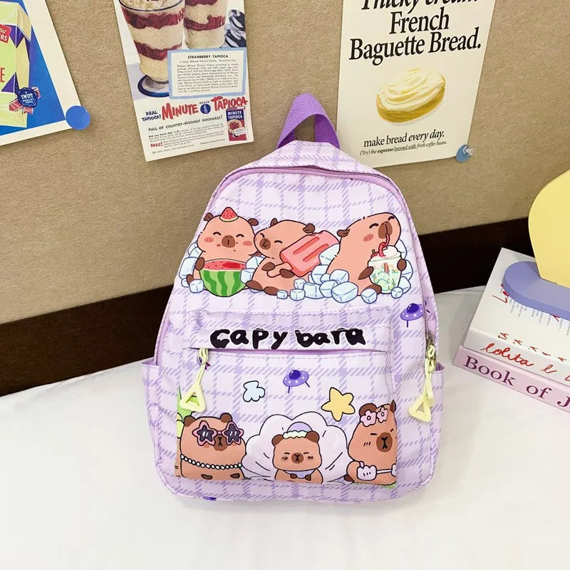 Cute Large Capacity Capybara Backpack, Cartoon Breathable Student Schoolbag, Nylon Ultra-light Book Bag, Back to school Girl
