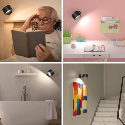 LED Wall Lights with Remote, Rechargeable Wall Mounted Reading Sconces Lamp 2000mAh, 3 Colors & Dimmable Magnetic 360° Rotation