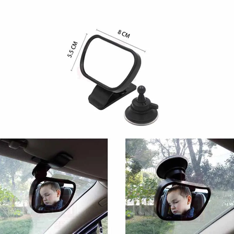 Car Interior Baby Mirrors, 360 Degrees Rotatable Windshield Sucker Sun Visor Plate Clips Mirror, Baby Kid Back Seat Observe Mirror