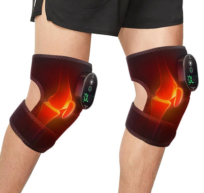 Thermal Knee Massager 3-in-1 Shoulder, Knee, and Elbow Heating Massage Support Brace Rechargeable Vibration Pad Machine Muscle Relaxer