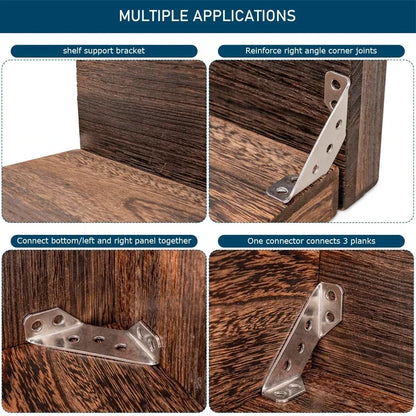 Corner Brackets, Stainless Steel Furniture Angle, Shelf Connector, Cabinet Support Fixing Frame Corner Brace