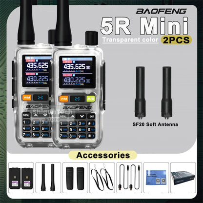 Baofeng UV 5R Mini Walkie Talkie Banda Aérea UHF/VHF Doble Vigilancia Doble PTT Programación Bluetooth Tipo-C Camping Radioaficionado Actualización 5R