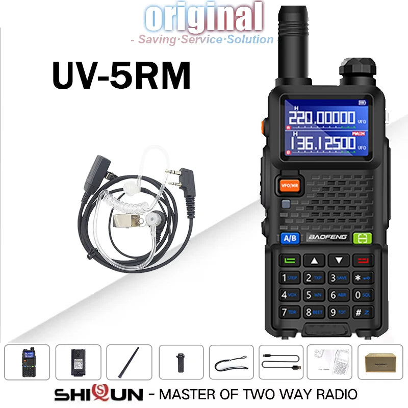 UV-5RM Baofeng Walkie Talkie 3800mAh Battery USB-C Charger 14.5W UHF VHF Wireless Copy Frequency 999CH FM Ham Radio Update UV-5RH