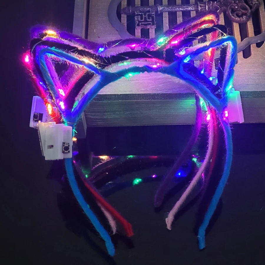 10/20/30 pcs Led Glow Cat Bunny Ear Horn Hairbands Light Up Flash Headband Women Girl LED Neon Birthday Wedding Party Supplies
