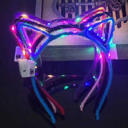 10/20/30 pcs Led Glow Cat Bunny Ear Horn Hairbands Light Up Flash Headband Women Girl LED Neon Birthday Wedding Party Supplies