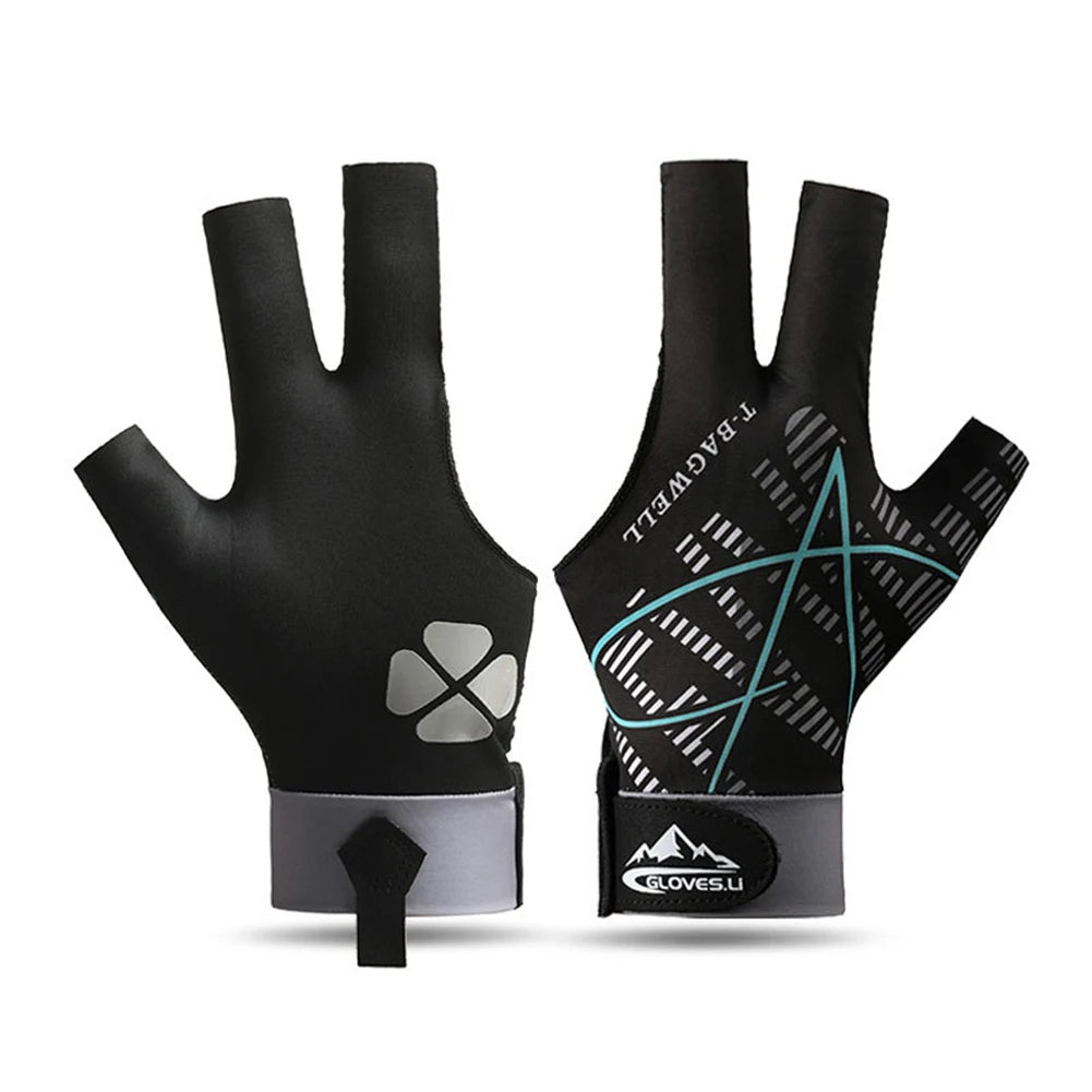 1pc Left Hand Billiards Glove Three Finger Snooker Billiard Glove Non Slip Stickers Elasticity Billiard Training Gloves