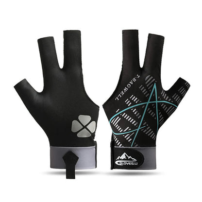 1pc Left Hand Billiards Glove Three Finger Snooker Billiard Glove Non Slip Stickers Elasticity Billiard Training Gloves