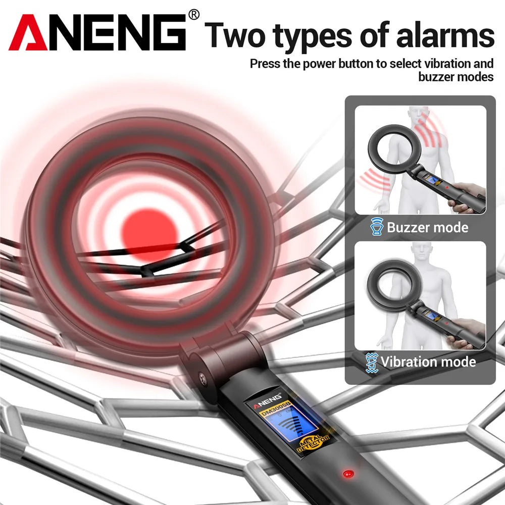 Metal Detector Handheld Beep Vibration Alarm ANENG DM3005B Airport Security Wall Circuit Check Gold Treasure Hunting Tool