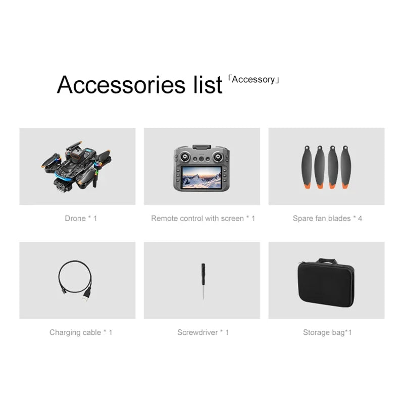 Drone A14Pro Max 8K HD Three Camera Brushless Optical Flow Obstacle Avoidance Foldable Quadcopter UAV 4.5-inch Large Screen Toys