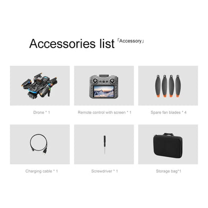 Drone A14Pro Max 8K HD Three Camera Brushless Optical Flow Obstacle Avoidance Foldable Quadcopter UAV 4.5-inch Large Screen Toys