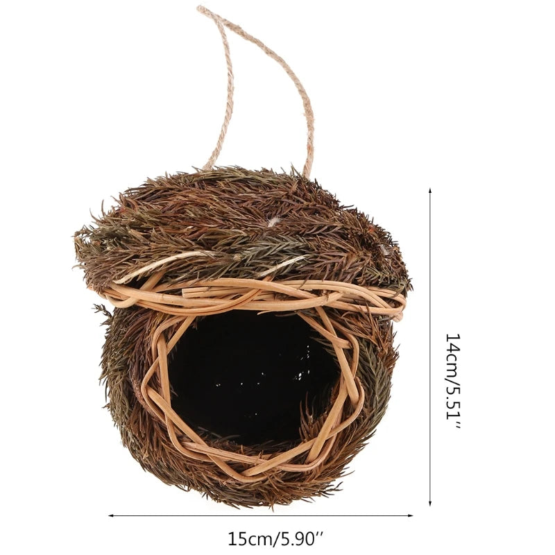 17 Styles Birds Nest Bird Cage Natural Grass Egg Cage Bird House Outdoor Decorative Woven Hanging Parrot Nest Houses Pet Bedroom