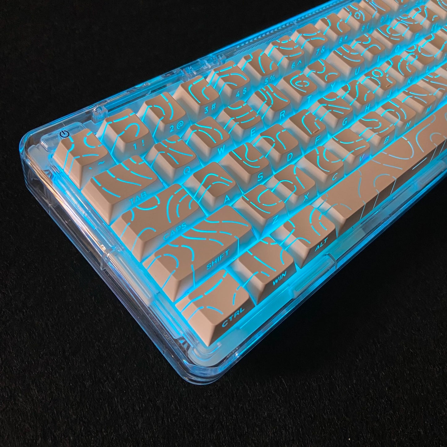 Contour Lines Translucent Keycaps Side Engraving Cherry Profile Black White Key Cap 60 70 80 90 100 Layout Mechanical Keyboard