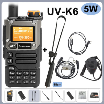 Quansheng UV-K6 Walkie Talkie 5W Radio de banda aérea Carga tipo C UHF VHF DTMF FM Scrambler NOAA Frecuencia inalámbrica Radio CB de dos vías