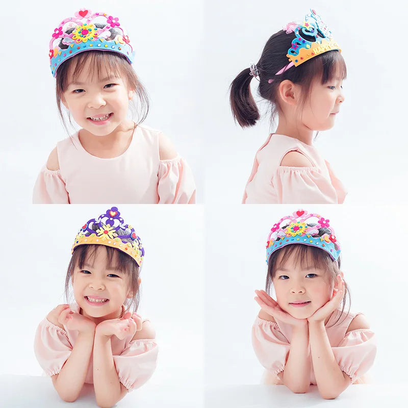Children's Handmade DIY Crown Headwear Non-woven Kindergarten Creative Craft Material Kit Kids Birthday Gift