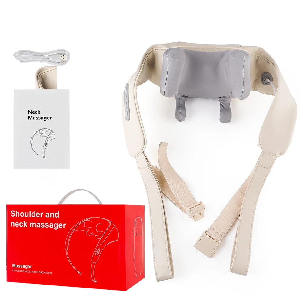 Foreverlily 26W Brushless Motor Neck and Shoulder Massager, Wireless Shoulder and Back Kneading Massage Shawl, Neck Masajeador
