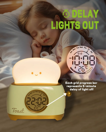 Kid Alarm Clock LED Night Light Digital Clock Children's Sleep Trainer For Home Bedroom Bedside Cute Temperature Display Reloj
