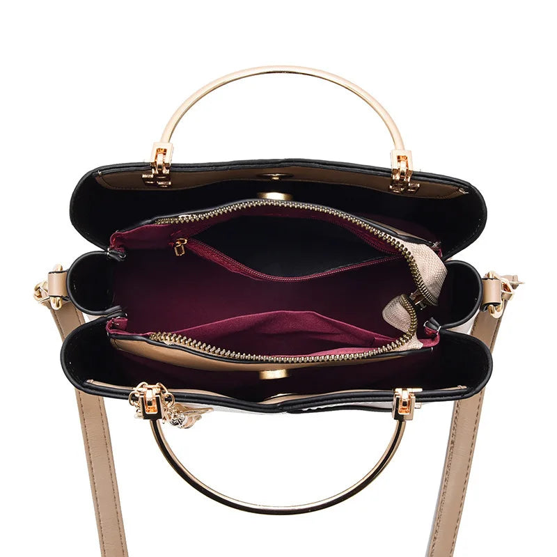 Fashionable handbag Korean color-blocking large capacity women's bag fashionable one-shoulder crossbody bag bucket bag
