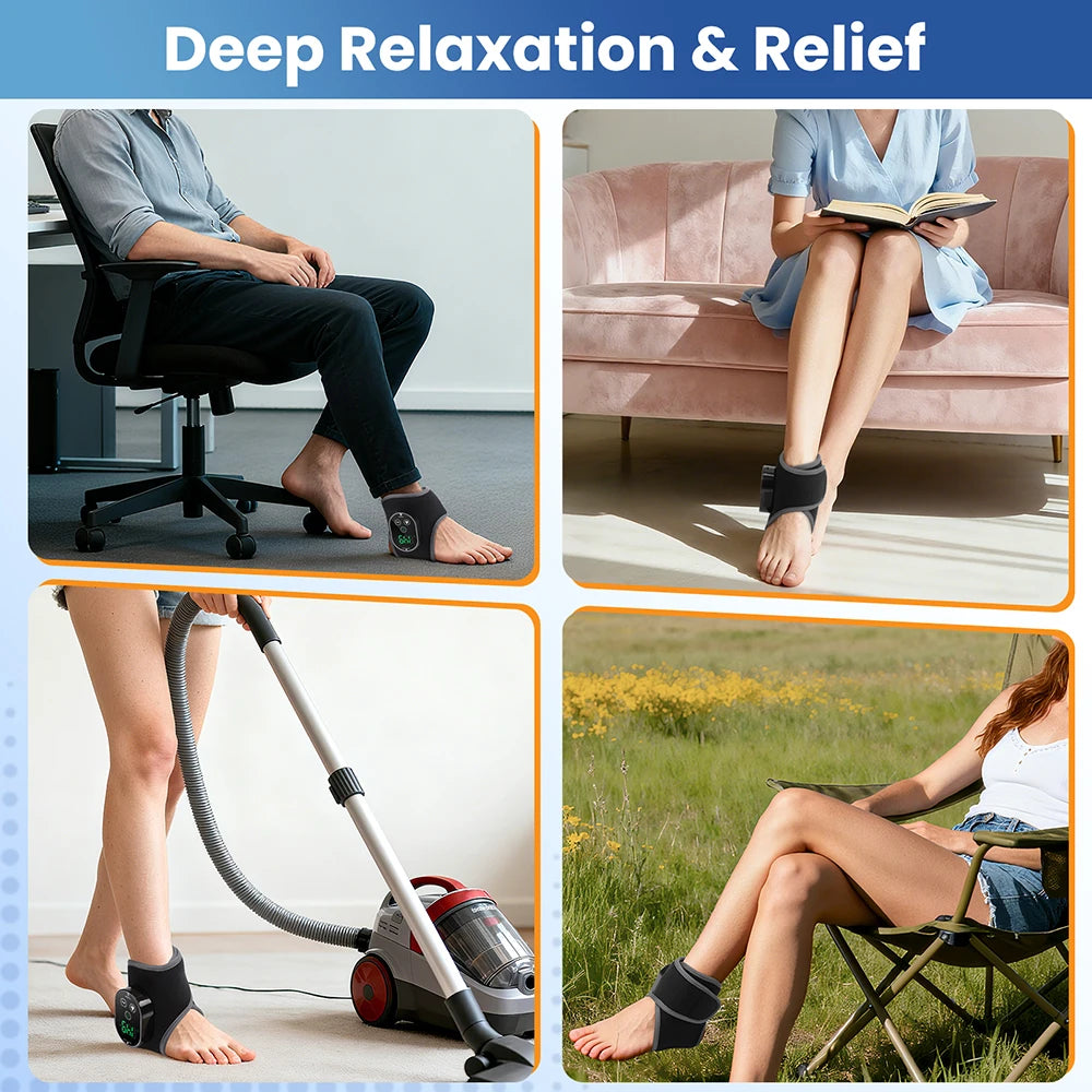 Electric Foot Massager Vibration Relaxation Ankle Massager Warm Hot Compress Ankle Brace Joint Sprain Support Ankle Protection