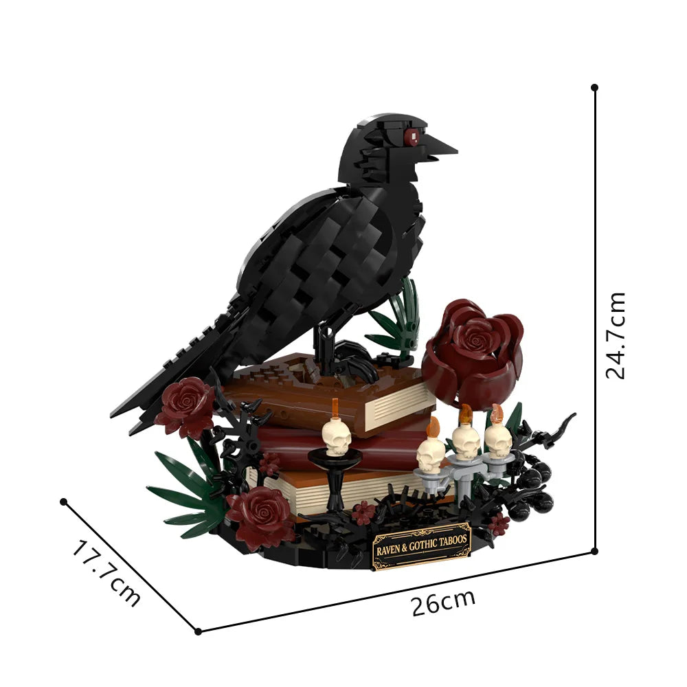 MOC Raven Model Building Blocks Sets Clever Raven Black Bird 3D Home Ornament Brick STEM Toy Adult Valentine's Day Gift