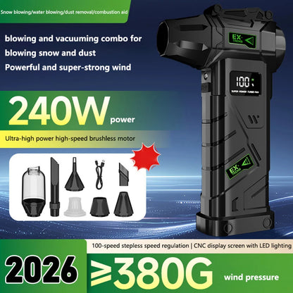 New Powerful Turbo Air Blower 380g Wind Pressure 240W High Power Turbo Fan Portable Vacuum Cleaner Brushless Motor Air Duster
